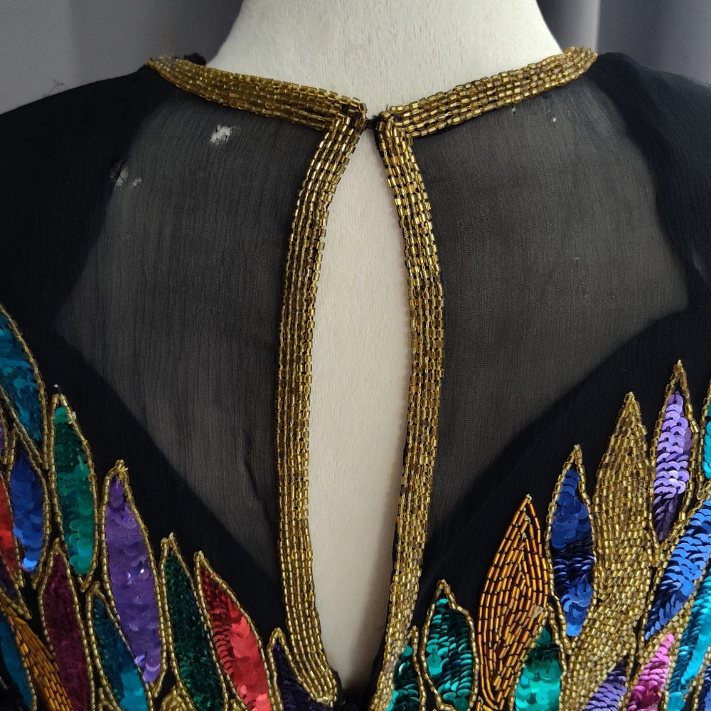 Leslie Fay 80s beaded dress size 8 vintage dress - Picture 10 of 12